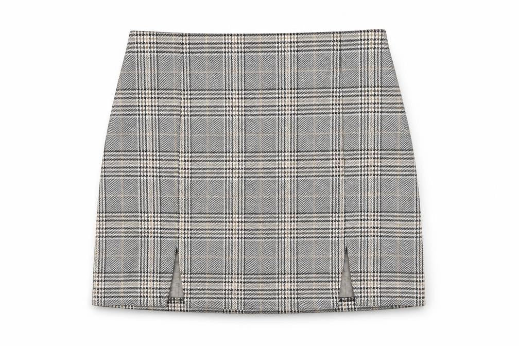 H&M Womens Grey Plaid Polyester Mini Skirt Size S