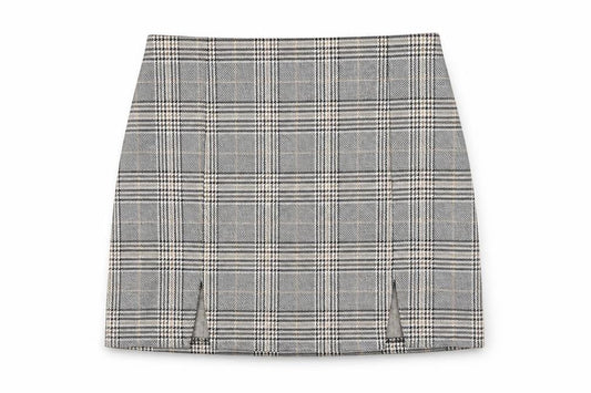 H&M Womens Grey Plaid Polyester Mini Skirt Size S
