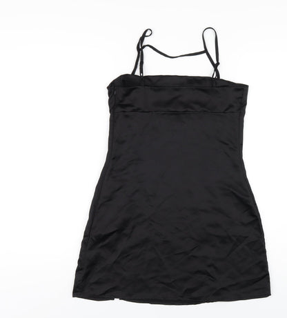 Back view of As You women’s black polyester mini, size UK 10, square neck zip
