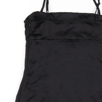Brand and care label for As You women’s black polyester mini, size UK 10, square neck zip