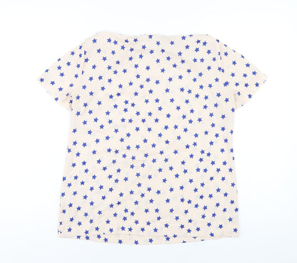 Zara Womens Pink Geometric Polyester Basic T-Shirt Size M Boat Neck