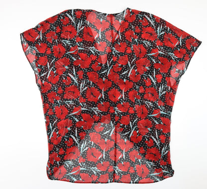 Bonmarché Womens Multicoloured Floral Polyester A-Line Size L V-Neck Pullover