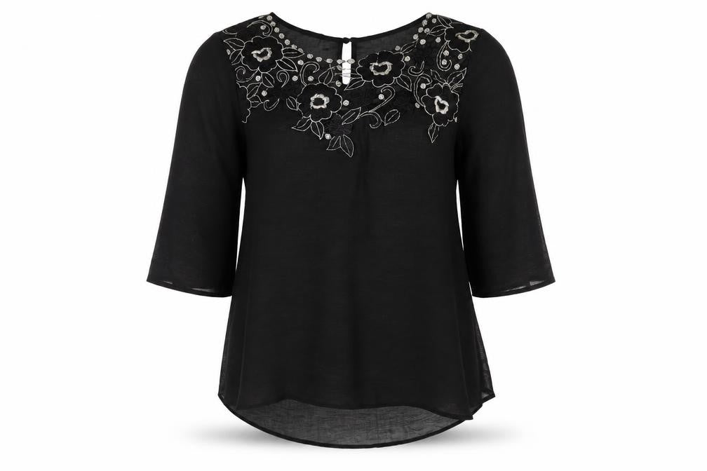 Wallis Womens Black Polyester Basic Blouse Size S Round Neck
