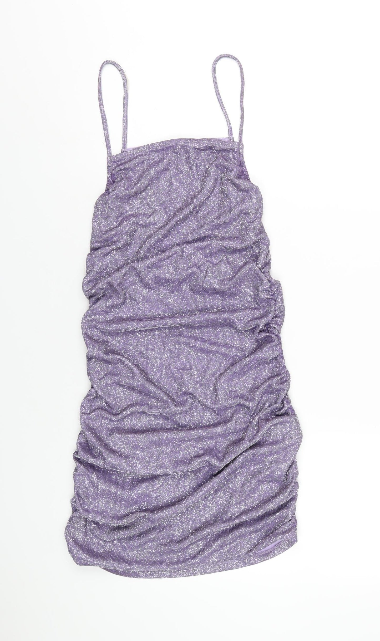 H&M Womens Purple Polyester Mini Size S Square Neck Pullover