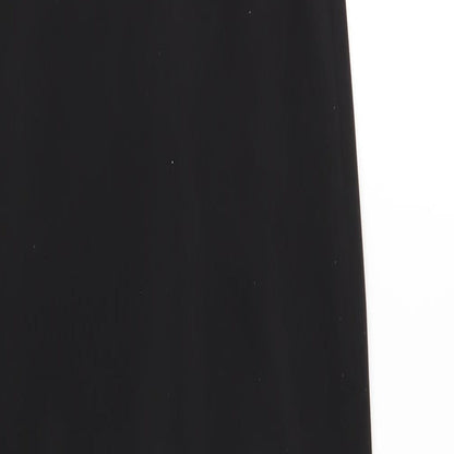 Brand and care label for ASOS women’s black polyester bodycon, size UK 12, square neck pullover