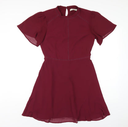 Oasis Womens Purple Polyester A-Line Size 10 Round Neck Zip