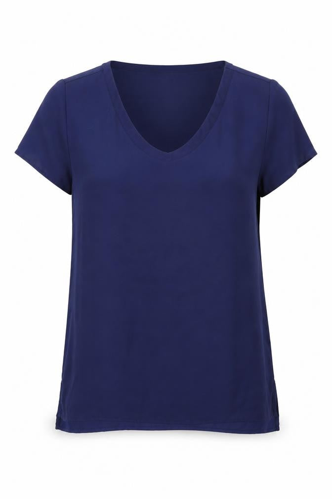 Soprano Womens Blue Polyester Basic T-Shirt Size XS Round Neck