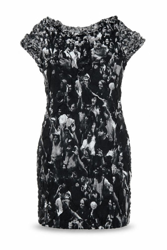 Zara Womens Black Geometric Viscose T-Shirt Dress Size M Boat Neck Pullover