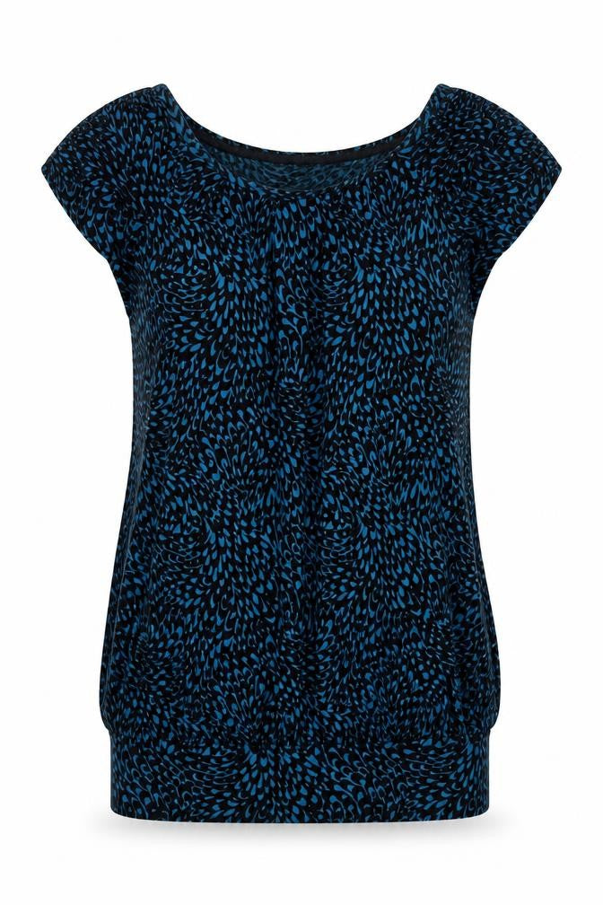 Dorothy Perkins Womens Blue Geometric Viscose Basic T-Shirt Size 8 Round Neck