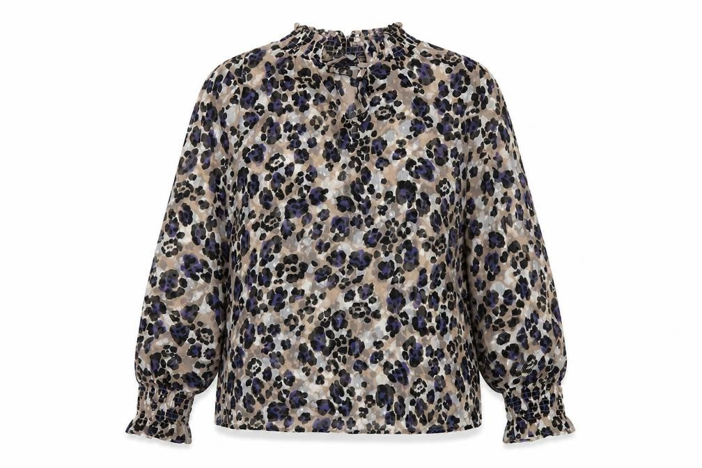 Marks & Spencer Womens Multicoloured Animal Print Polyester Basic Blouse Size 10 Mock Neck