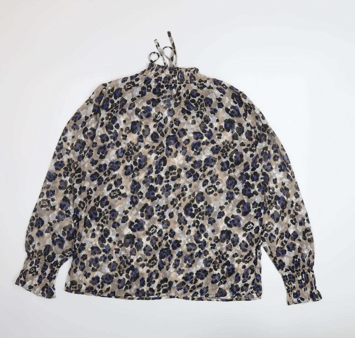 Marks and Spencer Womens Multicoloured Animal Print Polyester Basic Blouse Size 10 Mock Neck