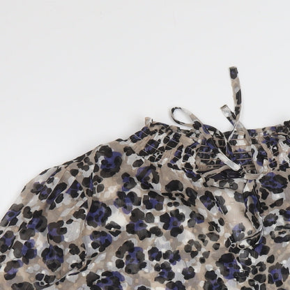 Marks & Spencer Womens Multicoloured Animal Print Polyester Basic Blouse Size 10 Mock Neck