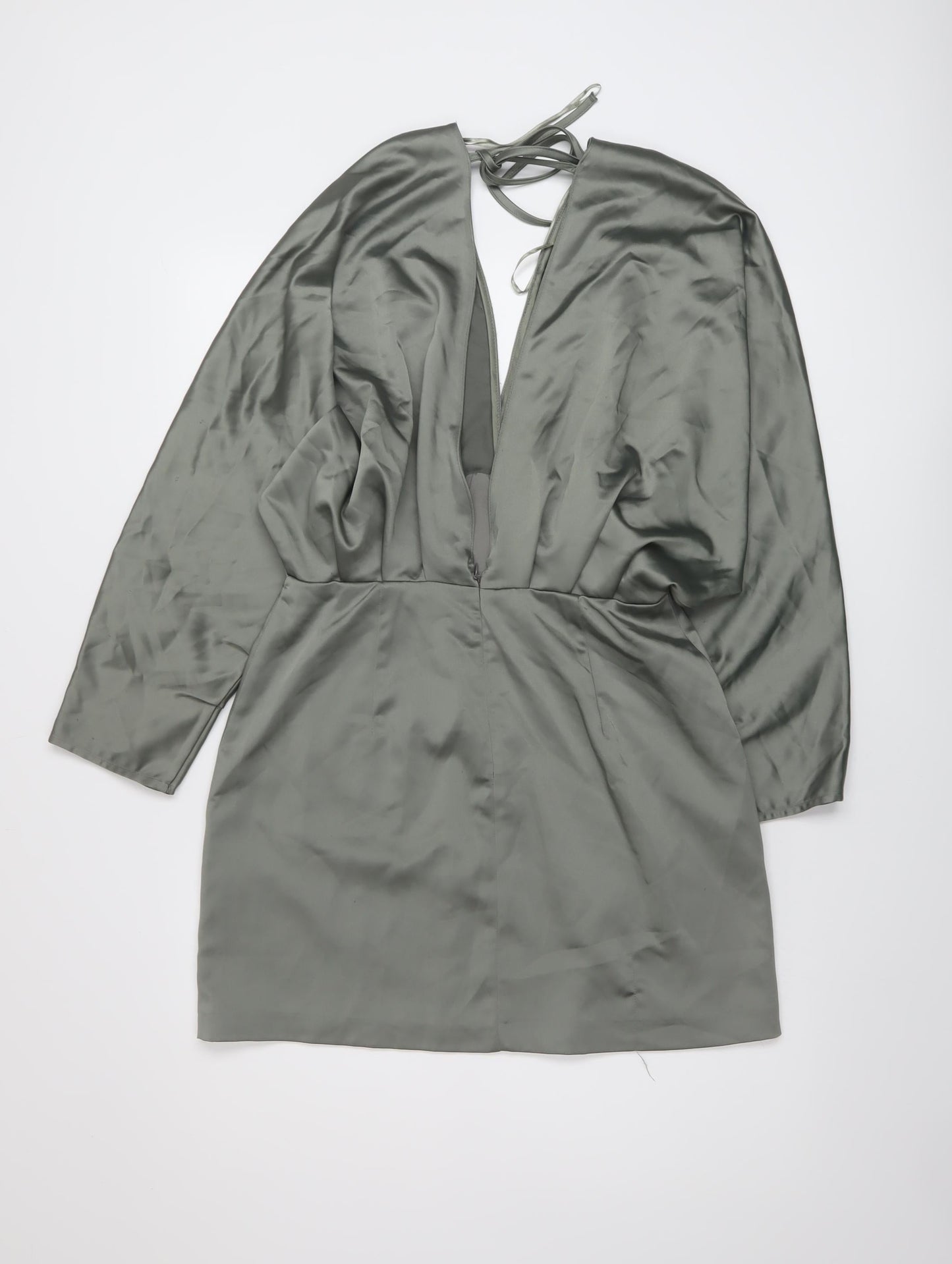 Zara Womens Green Polyester Mini Size M V-Neck Zip