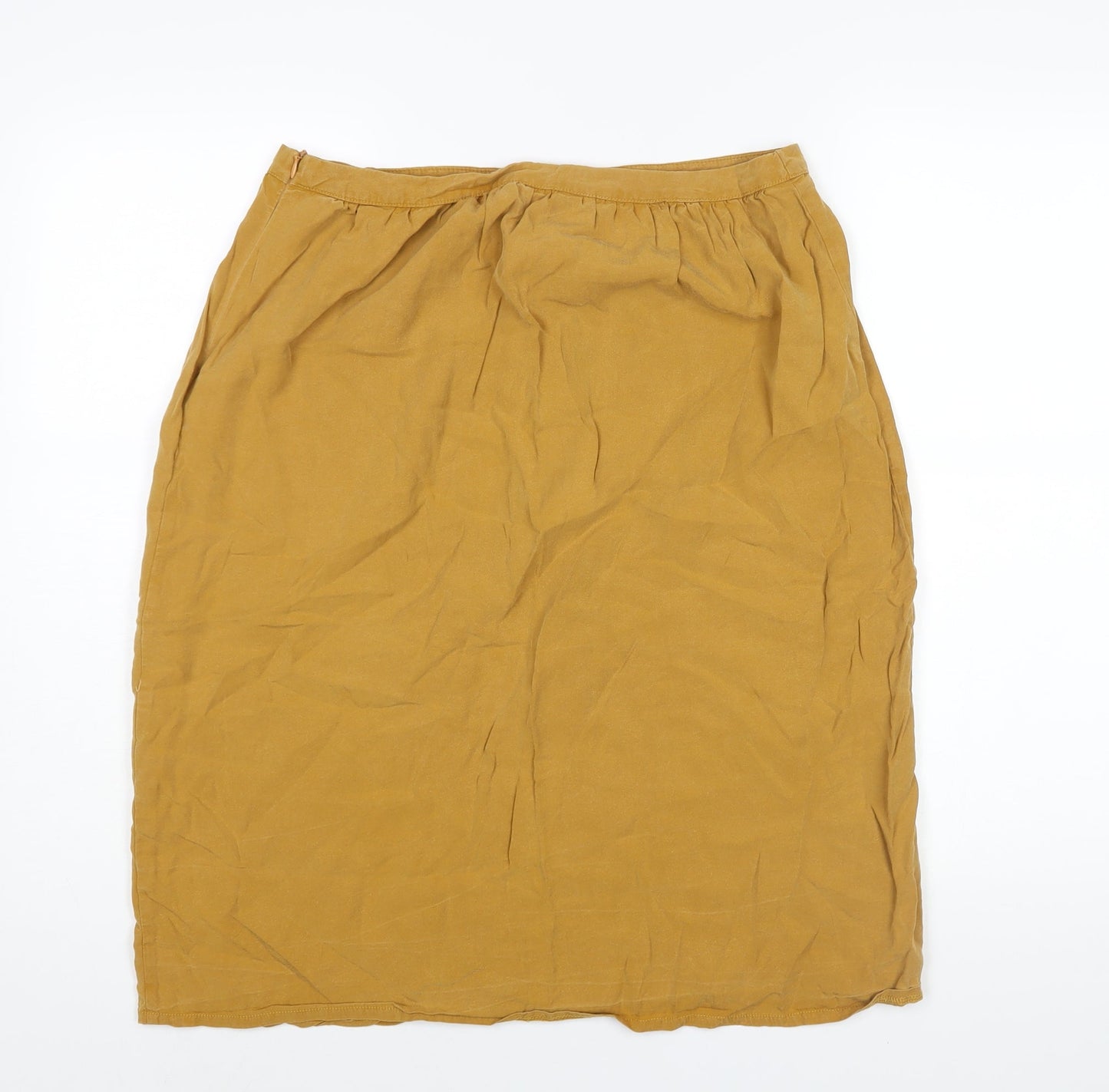 Grain de Malice Womens Yellow Viscose A-Line Skirt Size 14 - Button Detail