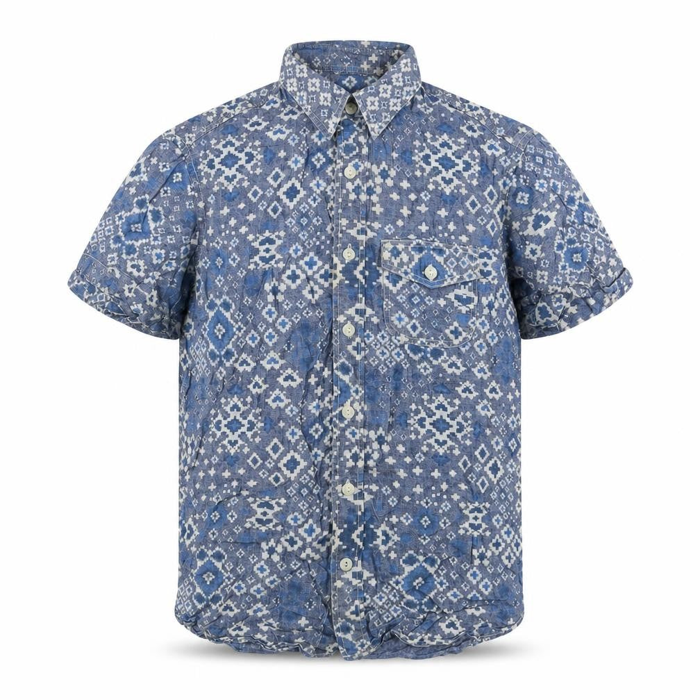 Gap Mens Blue Geometric Cotton Button-Up Size XS Collared Button