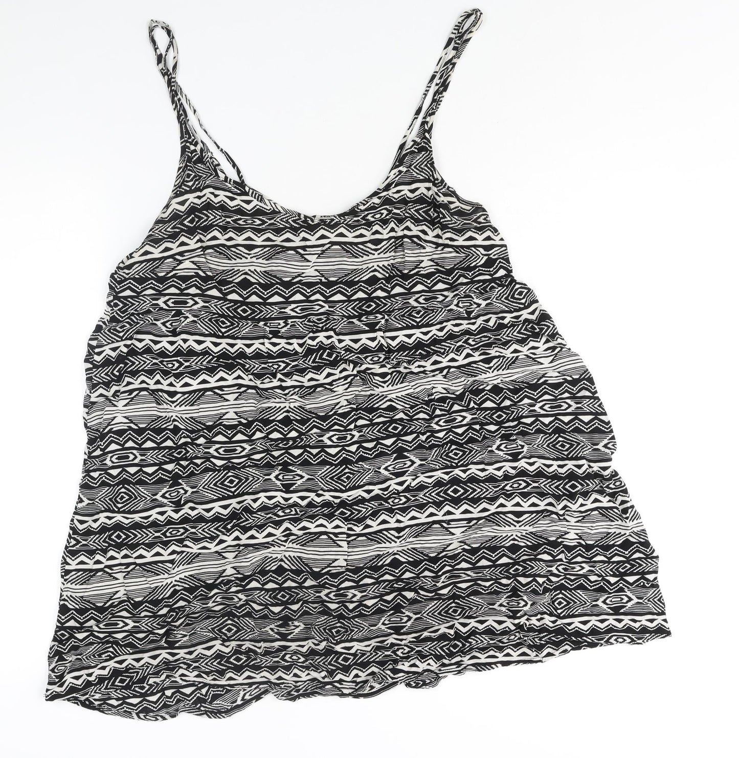 Divided by H&M Womens Black Geometric Polyester A-Line Size 12 Scoop Neck Pullover