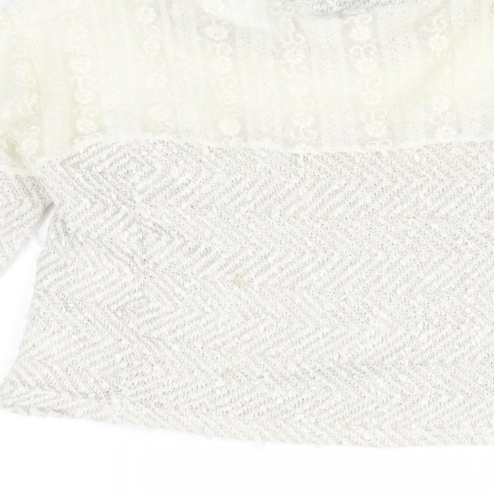 Staring at Stars Womens Ivory Round Neck Polyester Pullover Jumper Size XS - Lace Detail