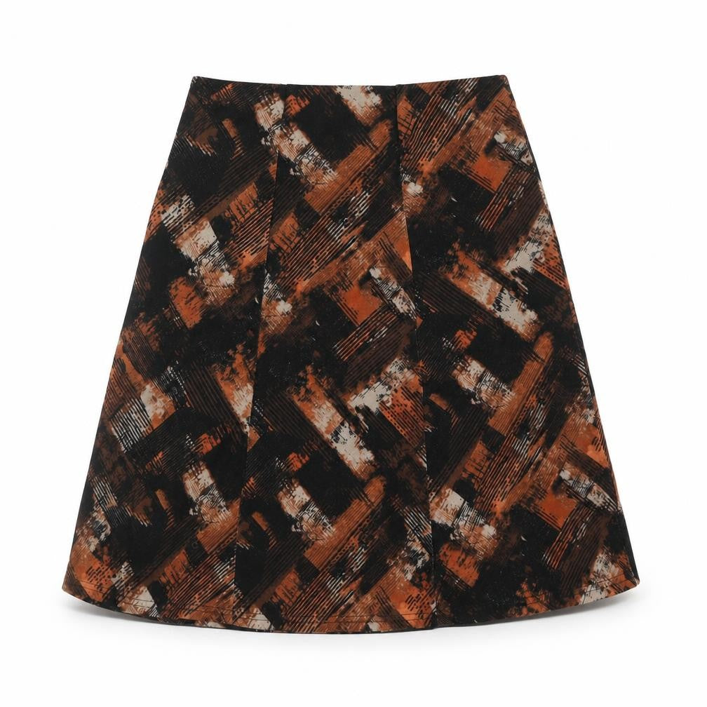 EWM Womens Multicoloured Geometric Polyester A-Line Skirt Size 30 in