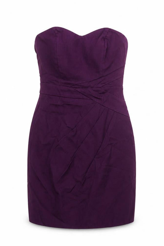Oasis Womens Purple Cotton Shift Size 12 Sweetheart Zip - Pleat Detail