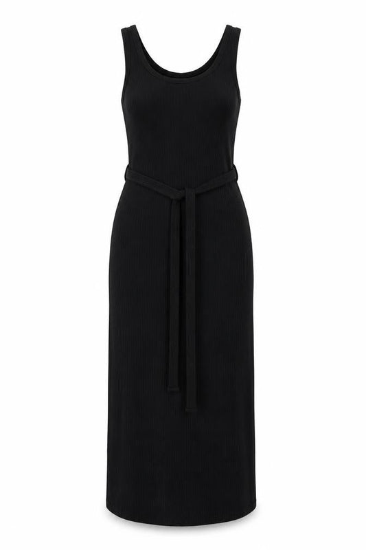 Topshop Womens Black Polyester Tank Dress Size 10 Scoop Neck Pullover - Belted
