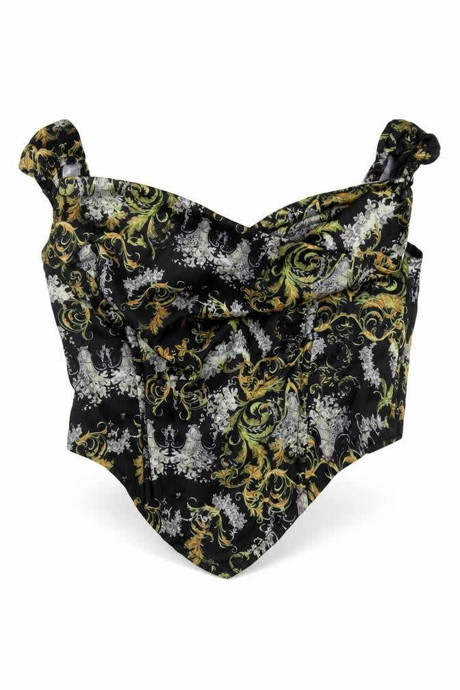 PRETTYLITTLETHING Womens Black Geometric Polyester Cropped Blouse Size 8 Cowl Neck