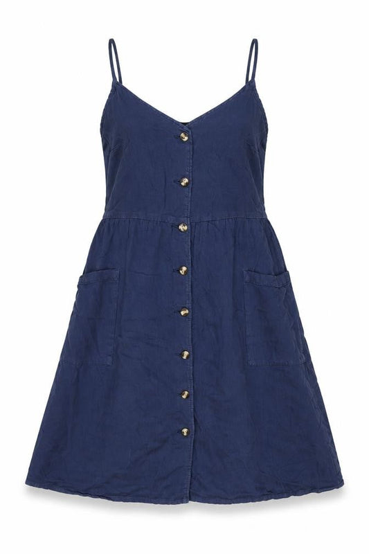 Monki Womens Black Cotton A-Line Size 12 V-Neck Button