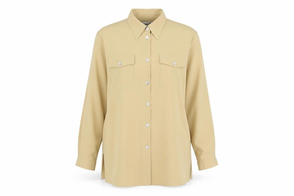 First Avenue Womens Yellow Polyester Basic Button-Up Size 14 Collared