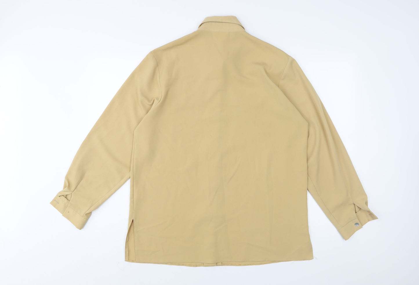 First Avenue Womens Yellow Polyester Basic Button-Up Size 14 Collared