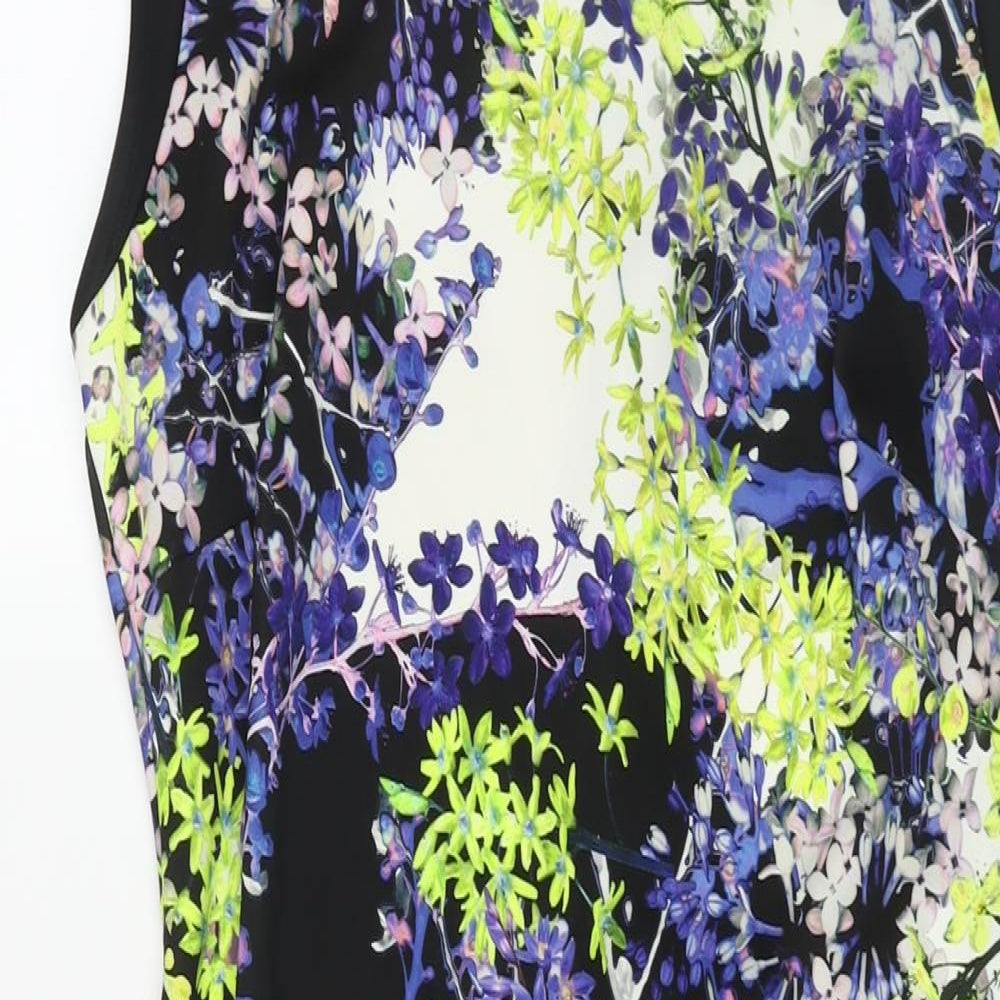 Marks and Spencer Womens Multicoloured Floral Polyester Pencil Dress Size 12 Round Neck Zip