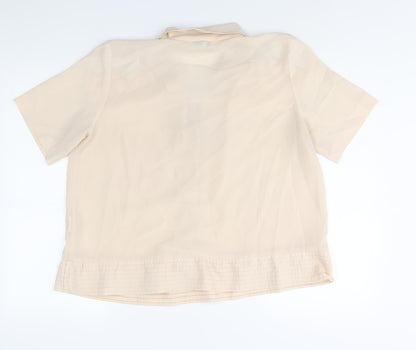 House of Fraser Womens Beige Polyester Basic Button-Up Size 14 Collared
