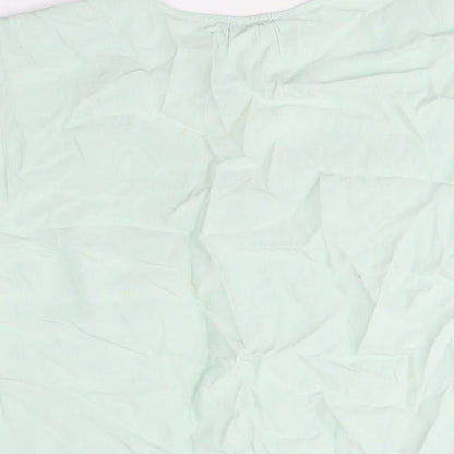Marks & Spencer Womens Green Viscose Basic Blouse Size 16 V-Neck - Lace Trim