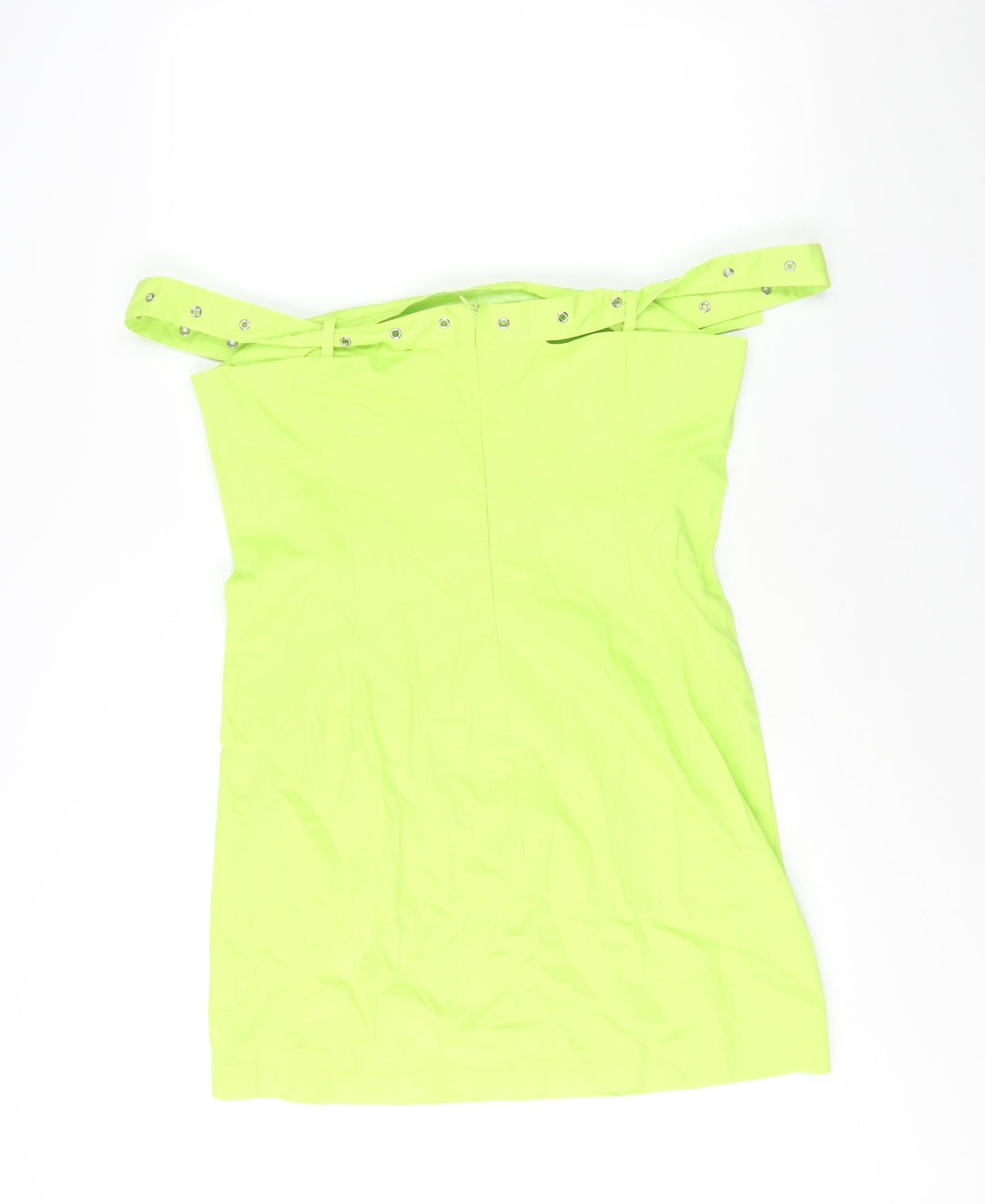 The Ragged Priest Womens Green Cotton Mini Size XL Off the Shoulder Zip - Belt Strap Detail