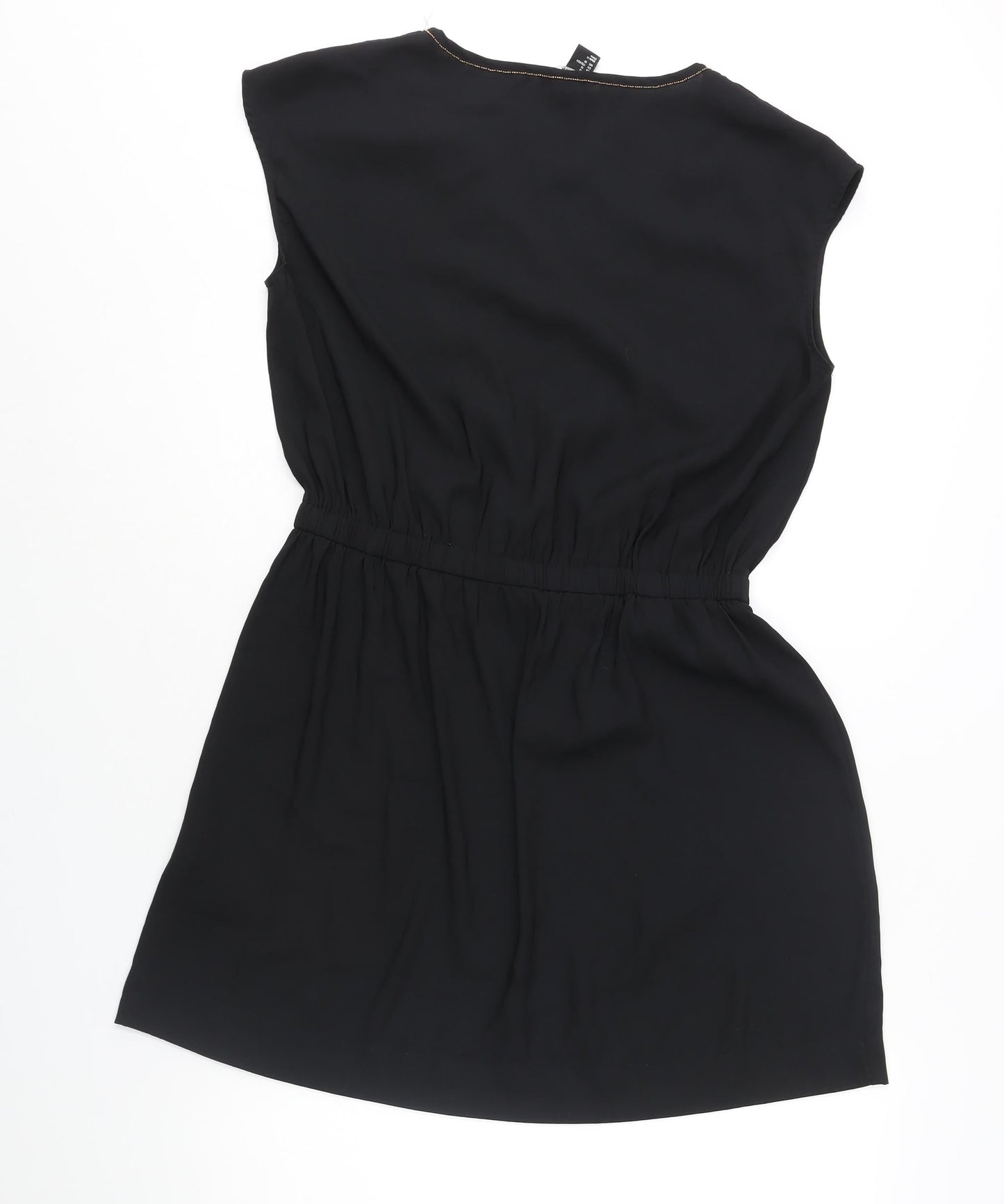 H&M Womens Black Polyester Shift Size 12 V-Neck Pullover