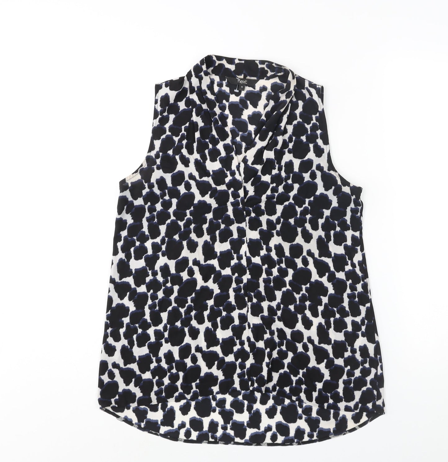NEXT Womens Black Geometric Polyester Camisole Blouse Size 10 V-Neck