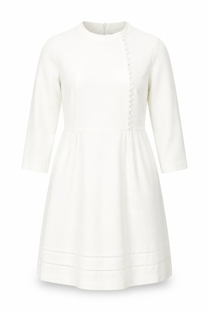 Oasis Womens White Polyester A-Line Size 16 Round Neck Zip - Button Detail