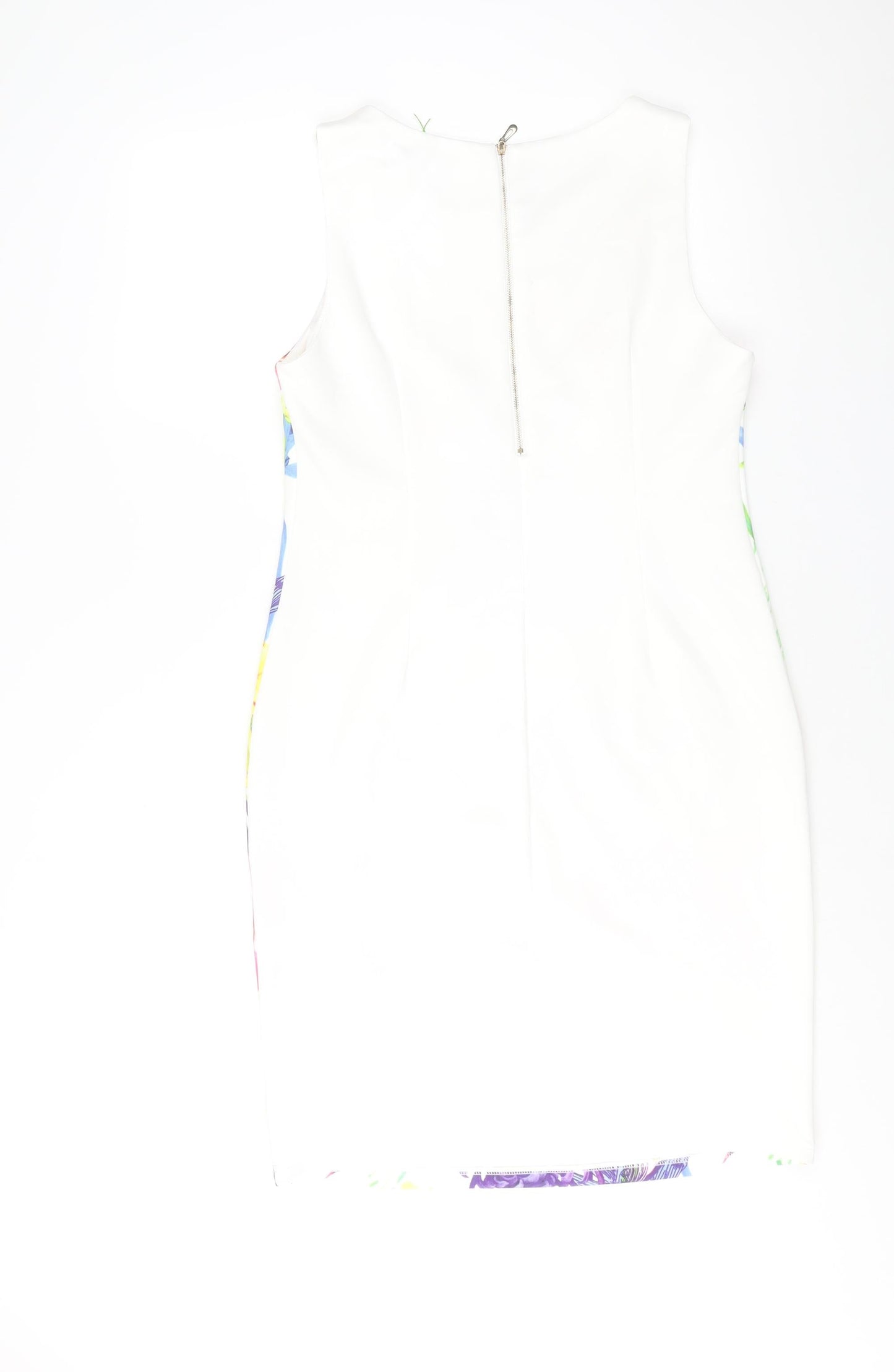 SaSa Womens White Polyester Shift Size M Round Neck Zip - Floral Print
