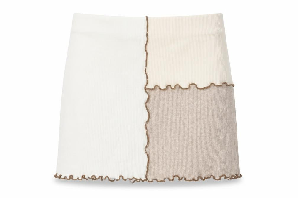 Bershka Womens Multicoloured Geometric Cotton Mini Skirt Size M - Exposed Seam Colourblock