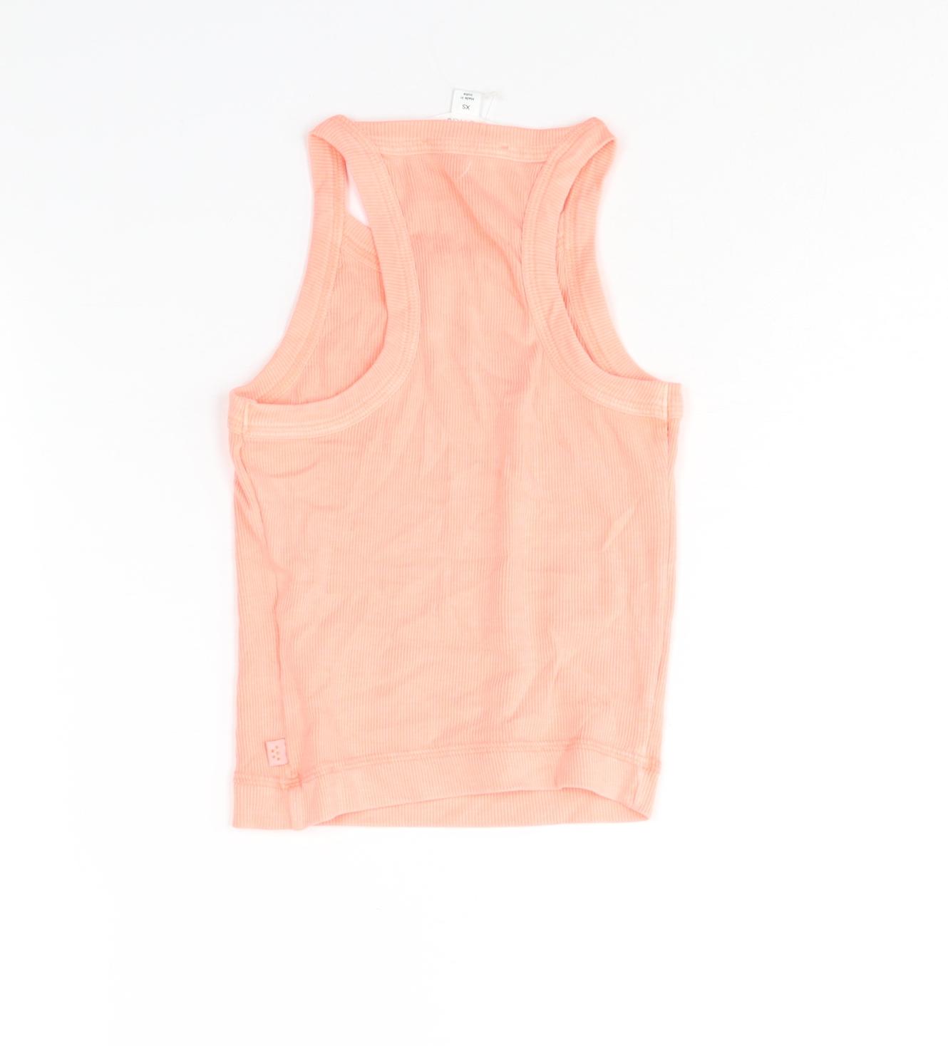 Marks and Spencer Womens Pink Cotton Basic Tank Size XS Round Neck