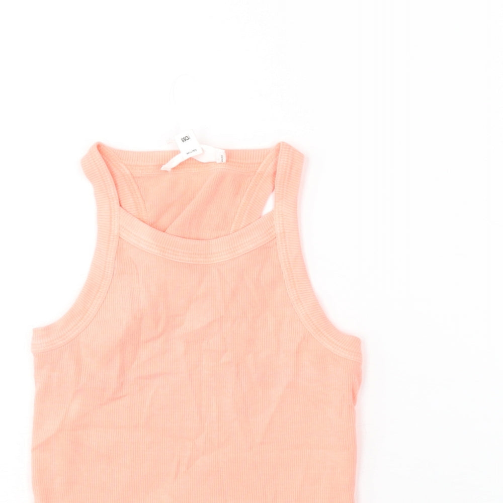 Marks and Spencer Womens Pink Cotton Basic Tank Size XS Round Neck