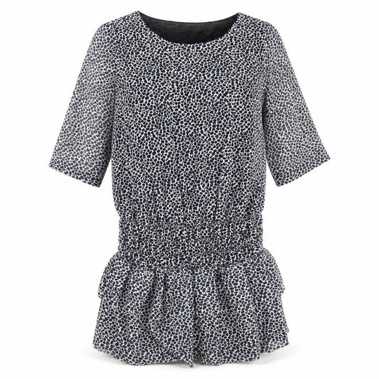 Mango Womens Multicoloured Animal Print Polyester Shift Size XL Round Neck Pullover - Frill Hem Leopard Print