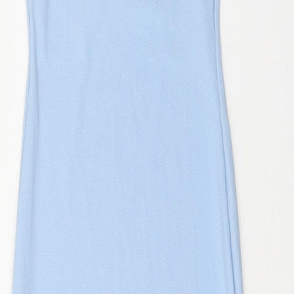 PRETTYLITTLETHING Womens Blue Polyester Bodycon Size 6 Square Neck Pullover