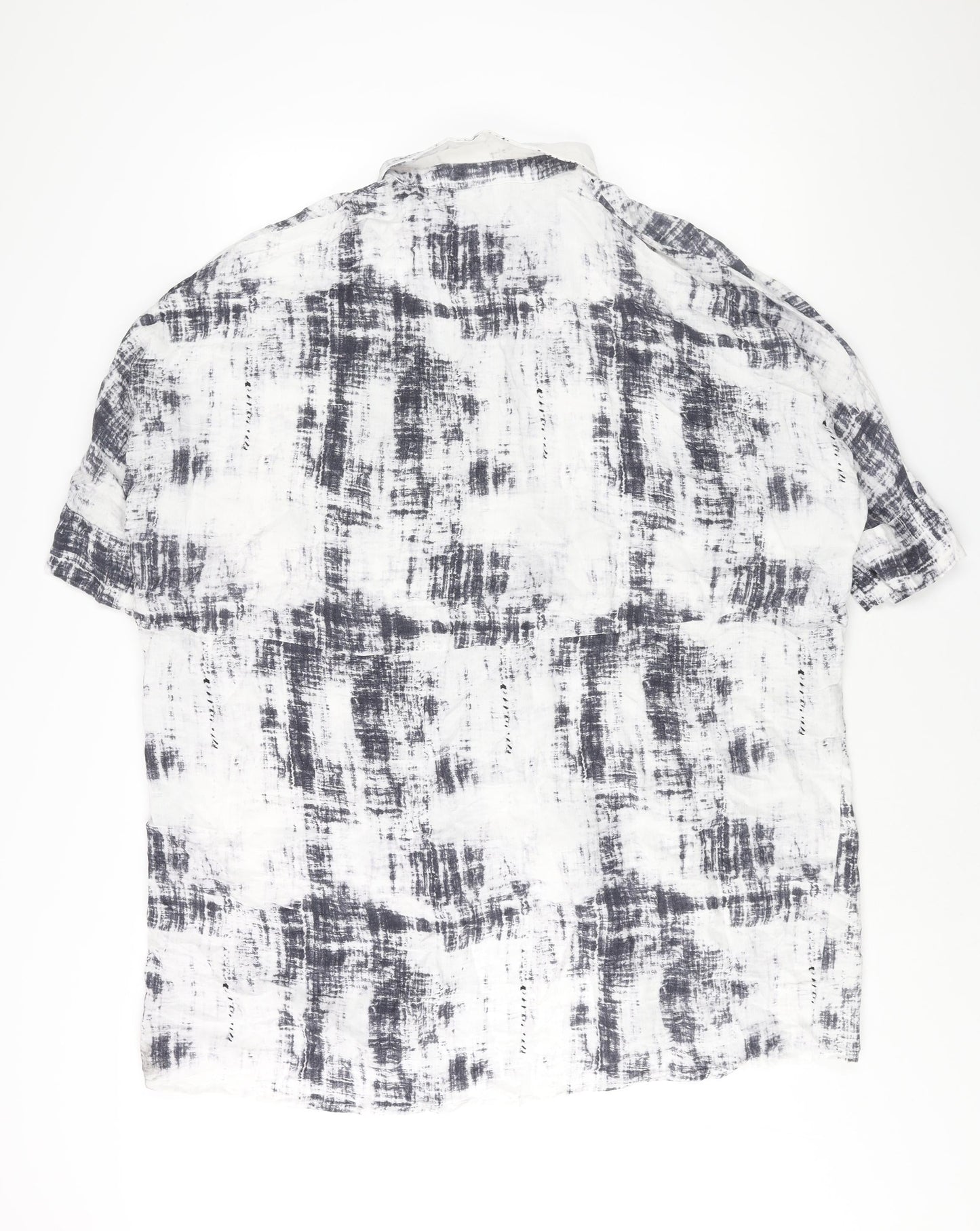 Tirelli Womens White Geometric Polyester Tunic Button-Up Size L Collared