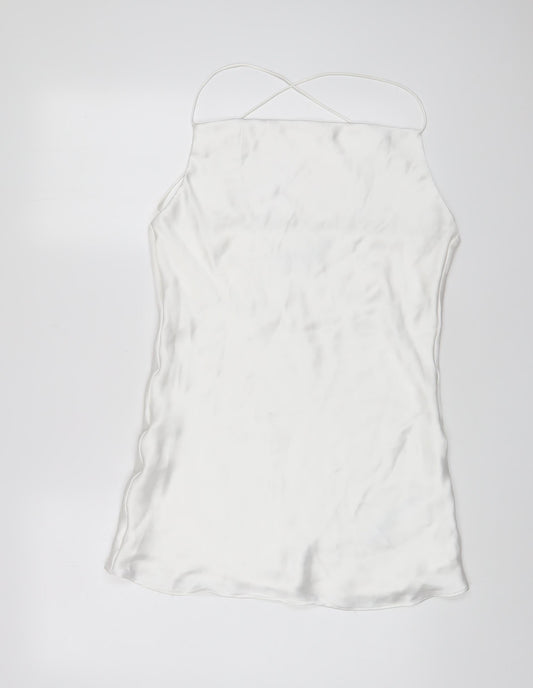 Zara Womens White Polyester A-Line Size M Square Neck Pullover - Crossback