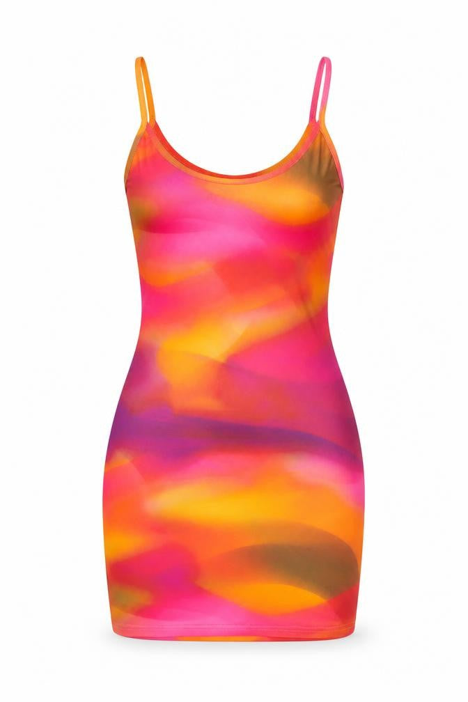 PRETTYLITTLETHING Womens Multicoloured Tie Dye Polyester Bodycon Size 8 Scoop Neck Pullover