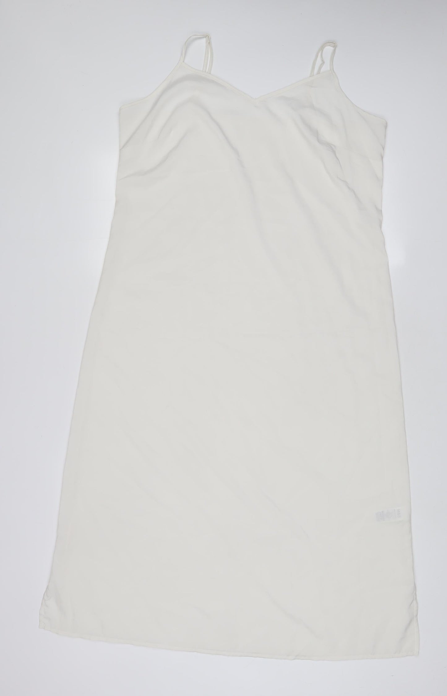 Marks and Spencer Womens White Polyester Tank Dress Size 14 V-Neck Pullover