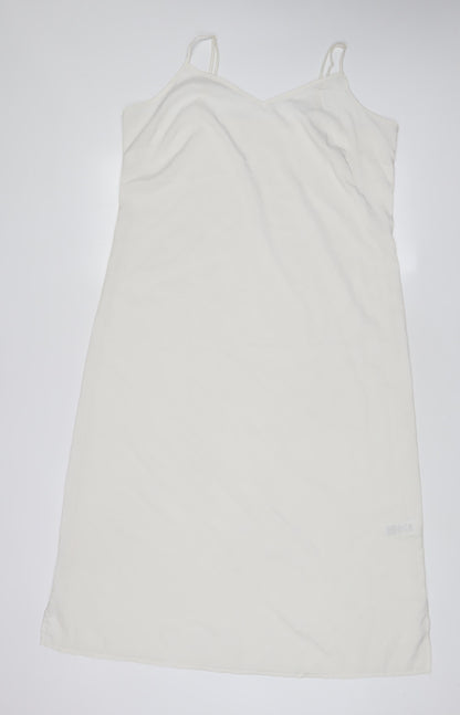 Marks & Spencer Womens White Polyester Tank Dress Size 14 V-Neck Pullover