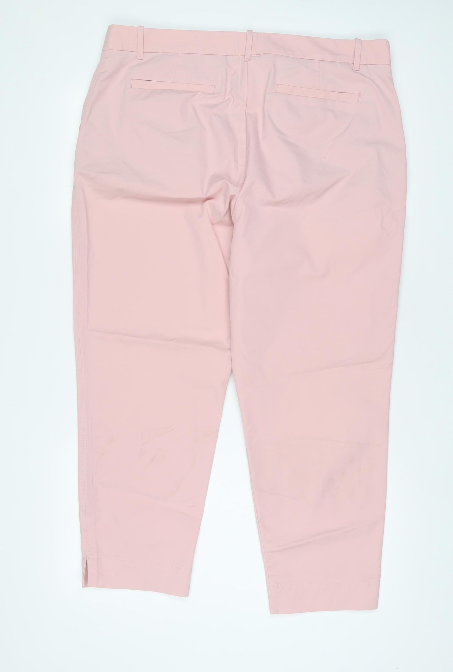 Marks and Spencer Womens Pink Cotton Trousers Size 18 L26 in Regular Hook & Eye