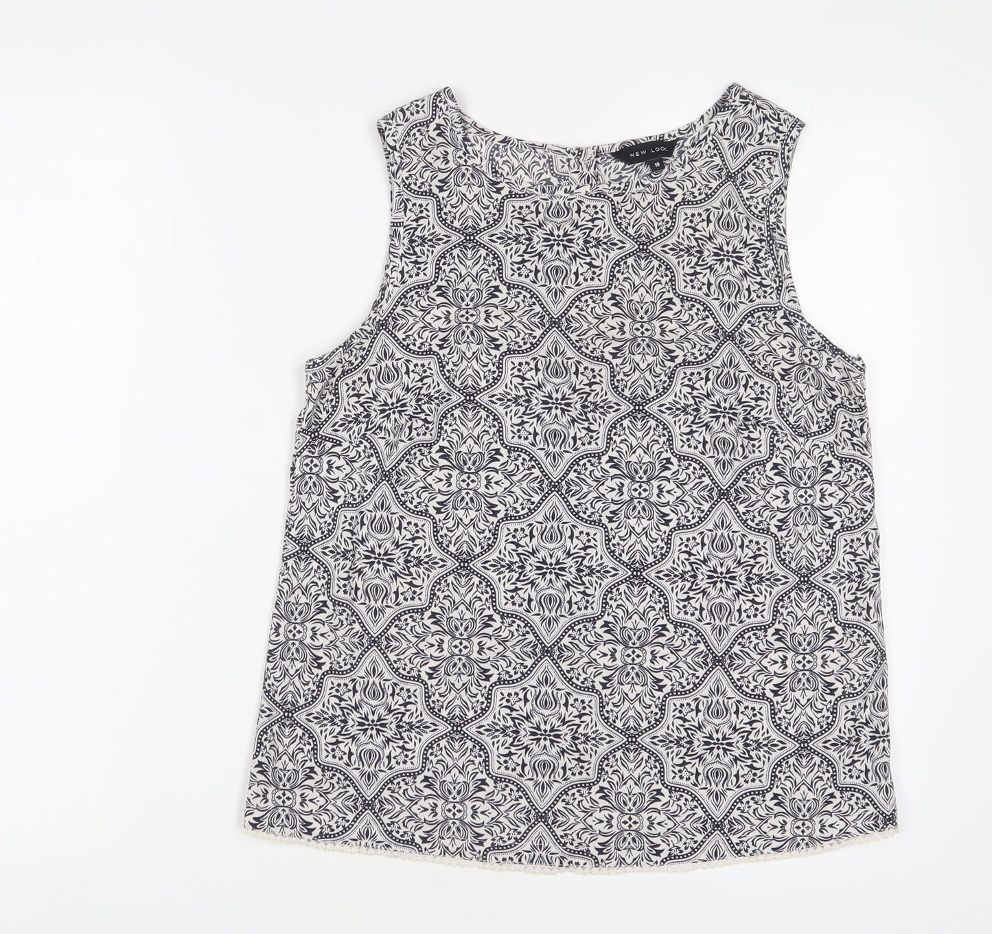 New Look Womens Blue Fair Isle Polyester Basic Tank Size 10 Boat Neck - Embroidered