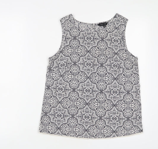 New Look Womens Blue Fair Isle Polyester Basic Tank Size 10 Boat Neck - Embroidered