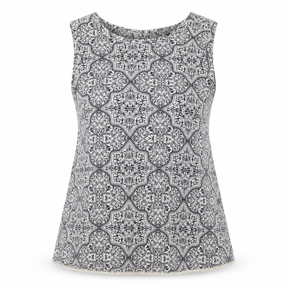 New Look Womens Blue Fair Isle Polyester Basic Tank Size 10 Boat Neck - Embroidered